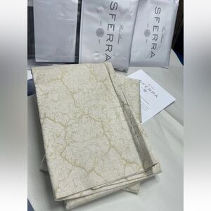 $400 Sferra Pratella One Euro One King Sham Two Piece Bundle Cotton Sateen Gold
